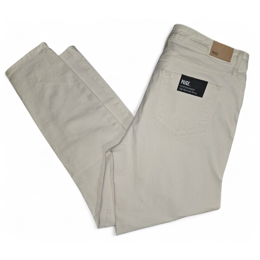 PAIGE Hoxton High Rise Ankle Skinny Jeans Womens Size 33 Light Ecru Stretch Slim
